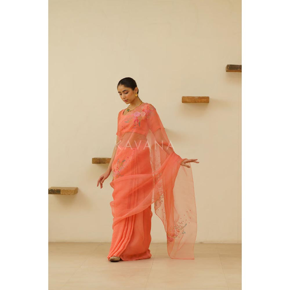 KAVANA Women Bani Organza Linen Saree