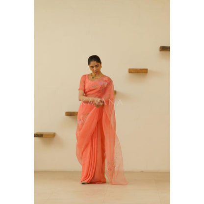 KAVANA Women Bani Organza Linen Saree