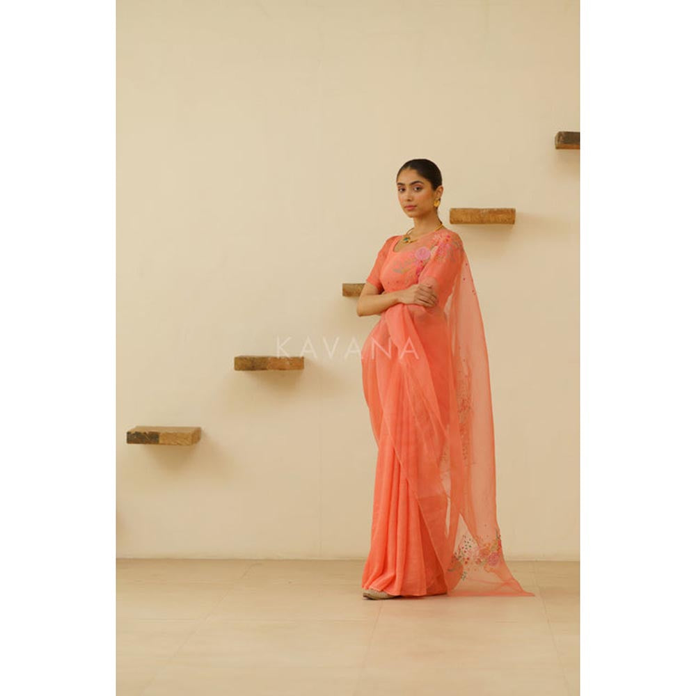 KAVANA Women Bani Organza Linen Saree