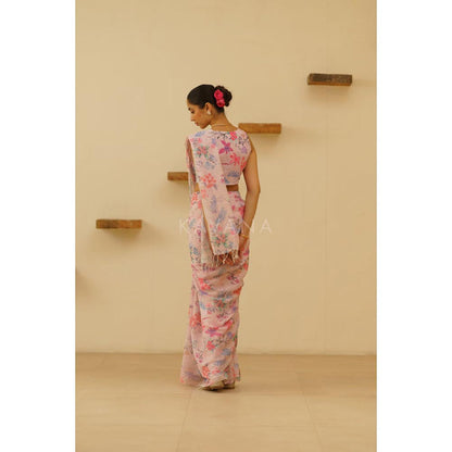 KAVANA Women Pink Gauhar Linen Saree
