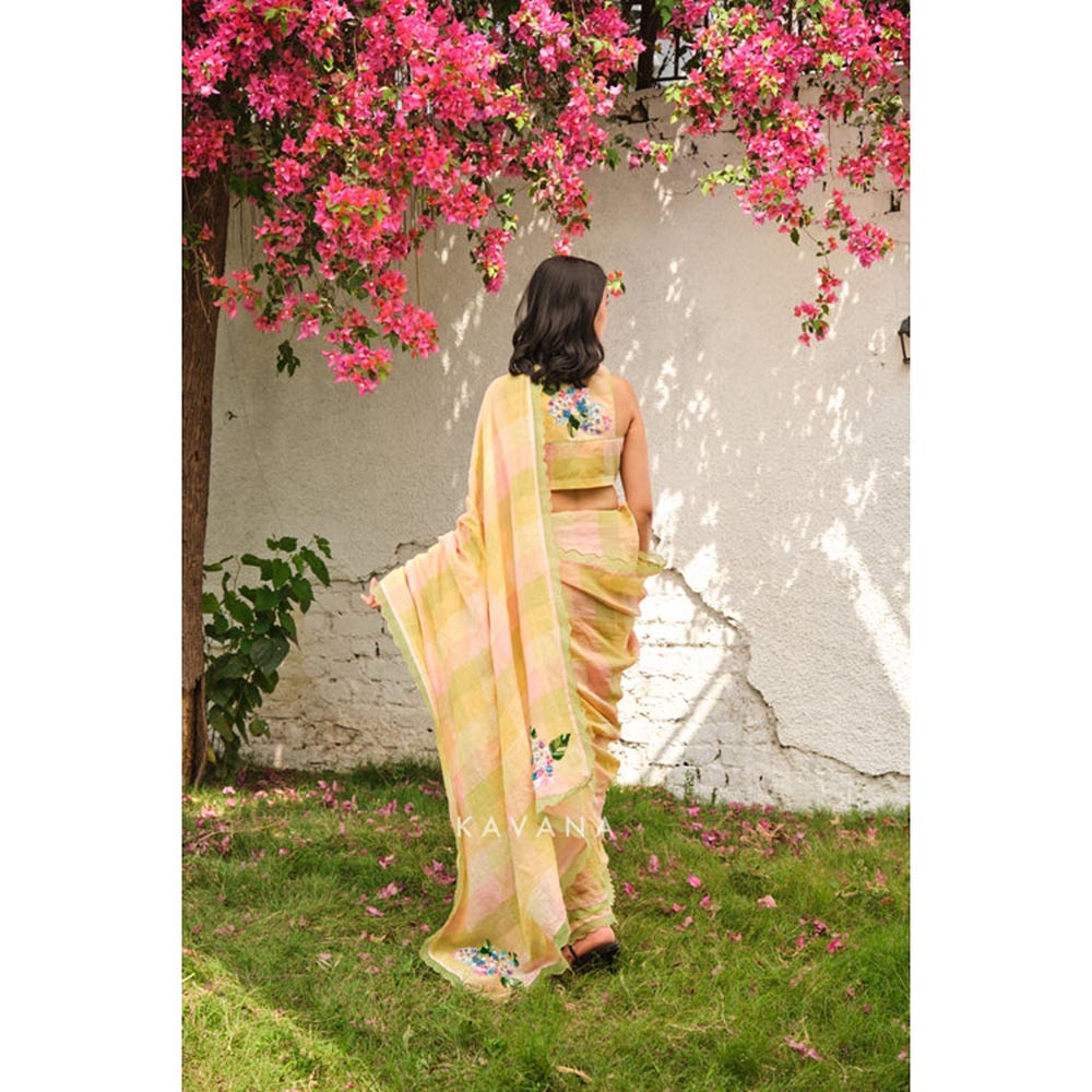 KAVANA Kairi Yellow Embroidered Saree