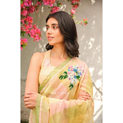 KAVANA Kairi Yellow Embroidered Saree