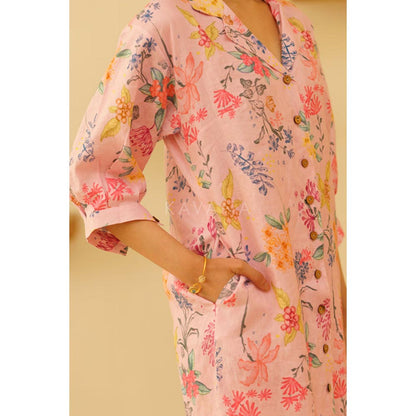 KAVANA Women Floral Three Fourth Sleeves Nisha Kurta with Pant