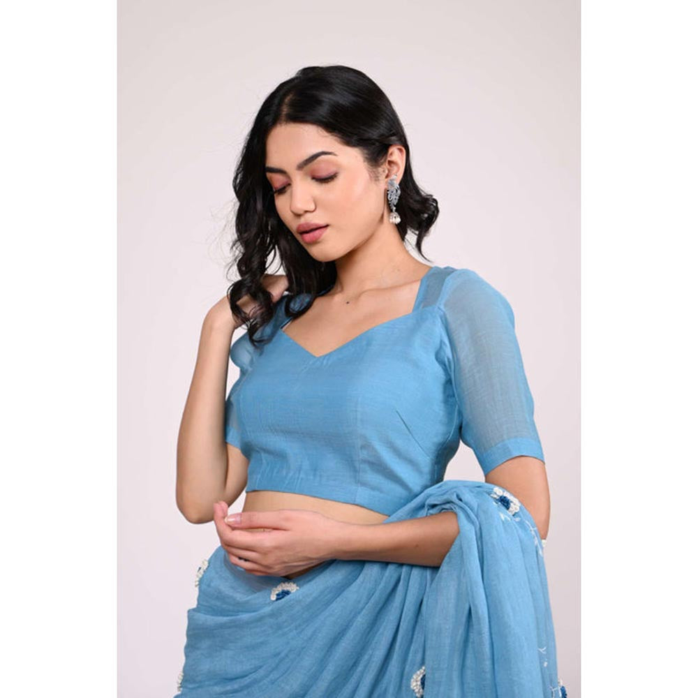 KAVANA Women Blue Gulista Chanderi Stitched Blouse