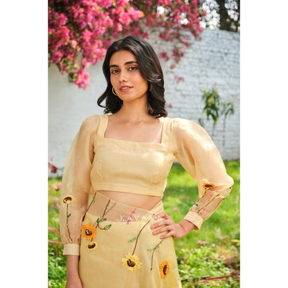 KAVANA Women Embroidered Beige Aamras Stitched Blouse