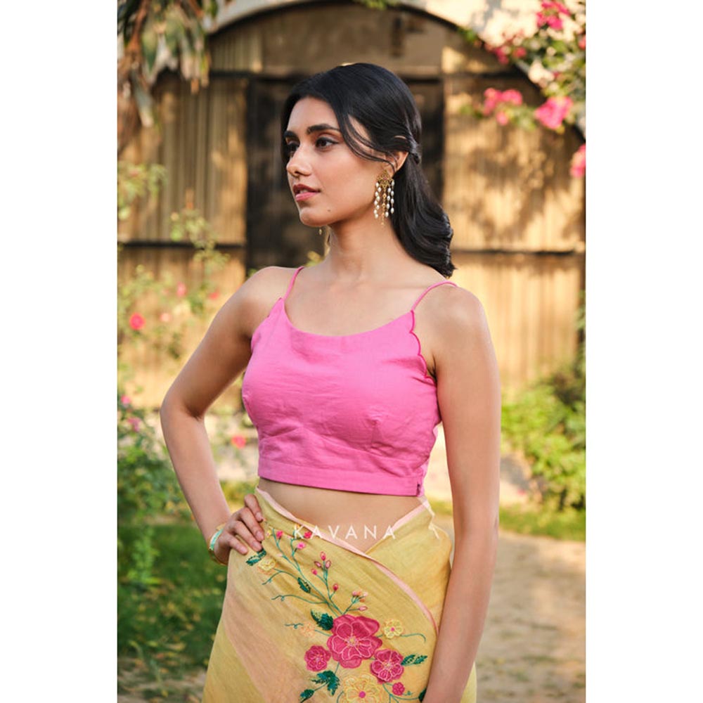 KAVANA Women Pink Mul Cotton Sandhya Stitched Blouse