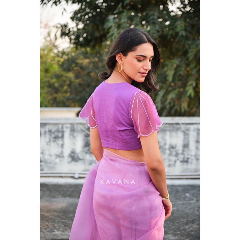 KAVANA Women Floral Embroidered Purple Jamni Stitched Blouse