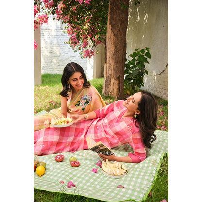 KAVANA Women Embroidered Pink Bubble-Gum Kurta and Pant