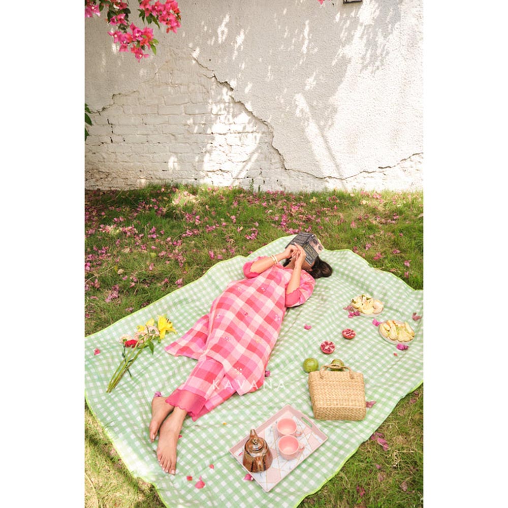 KAVANA Women Embroidered Pink Bubble-Gum Kurta and Pant