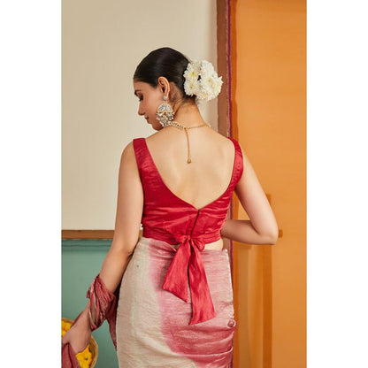 KAVANA Women Red Silk Mogra Stitched Blouse