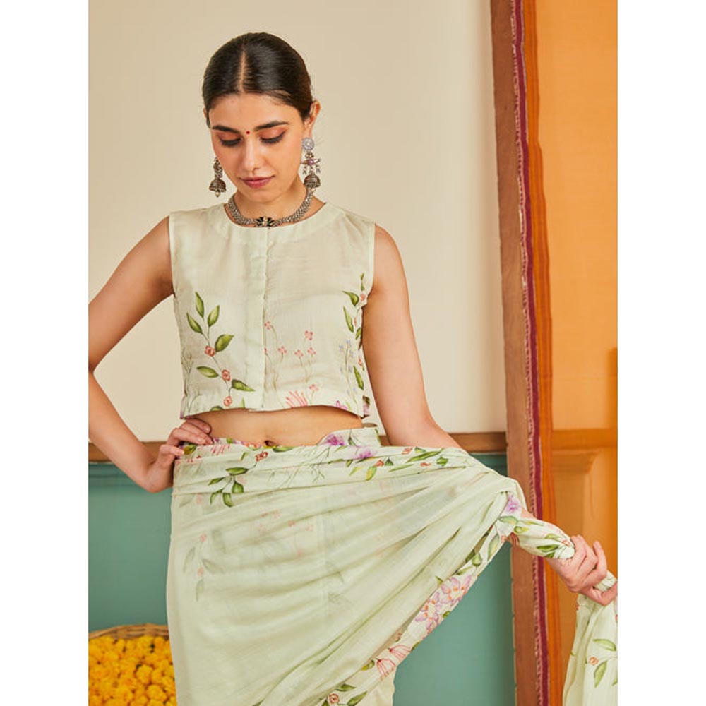 KAVANA Women Floral Print Green Areej Stitched Blouse