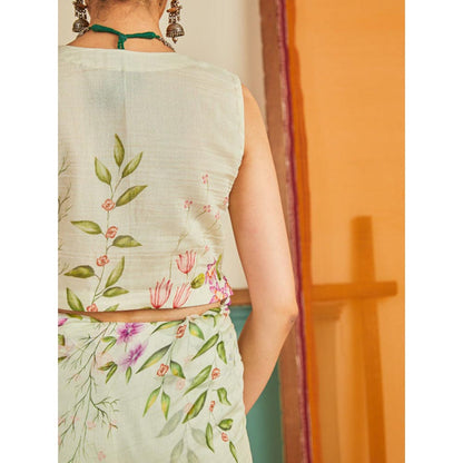 KAVANA Women Floral Print Green Areej Stitched Blouse