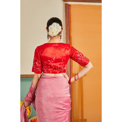 KAVANA Women Floral Embroidered Red Gul Stitched Blouse