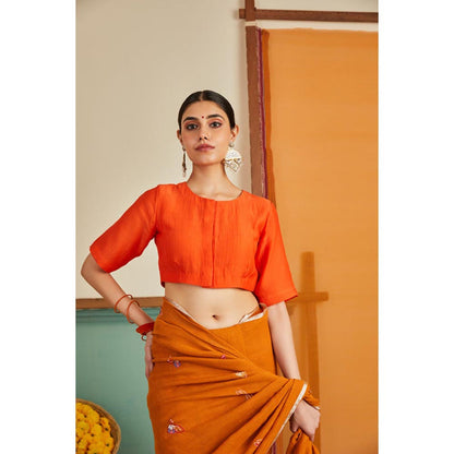 KAVANA Women Orange Half Sleeves Nargis Stitched Blouse