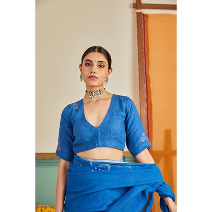 KAVANA Women Embroidered Blue Aprajita Stitched Blouse