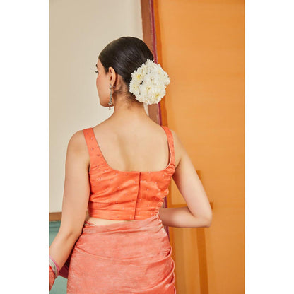 KAVANA Women Orange Embroidered Laila Stitched Blouse