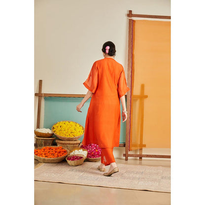 KAVANA Women Embroidered Three Fourth Sleeves Fareeha Kurta with Pant