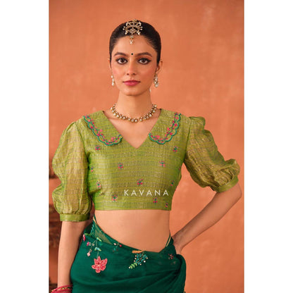 KAVANA Vrinda Green Chanderi Stitched Blouse