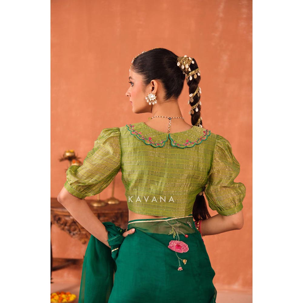 KAVANA Vrinda Green Chanderi Stitched Blouse