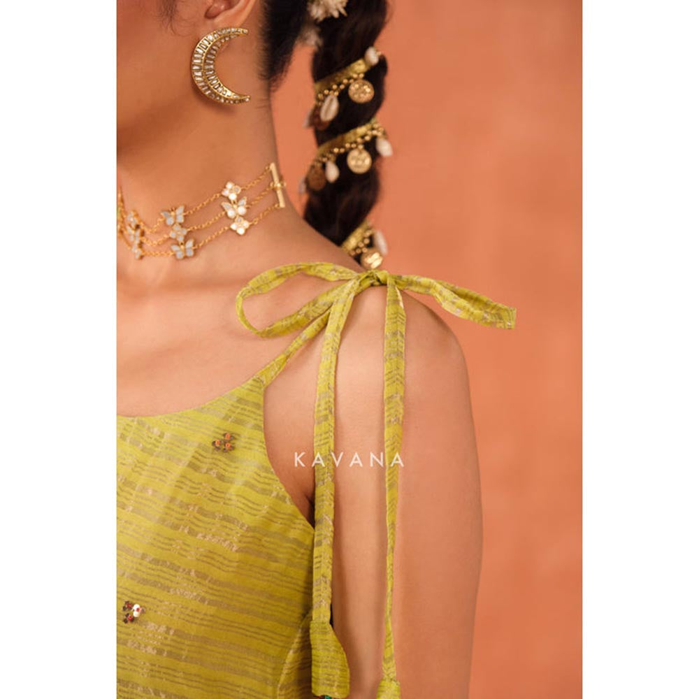 KAVANA Women Patra Yellow Chanderi Kurta with Sharara