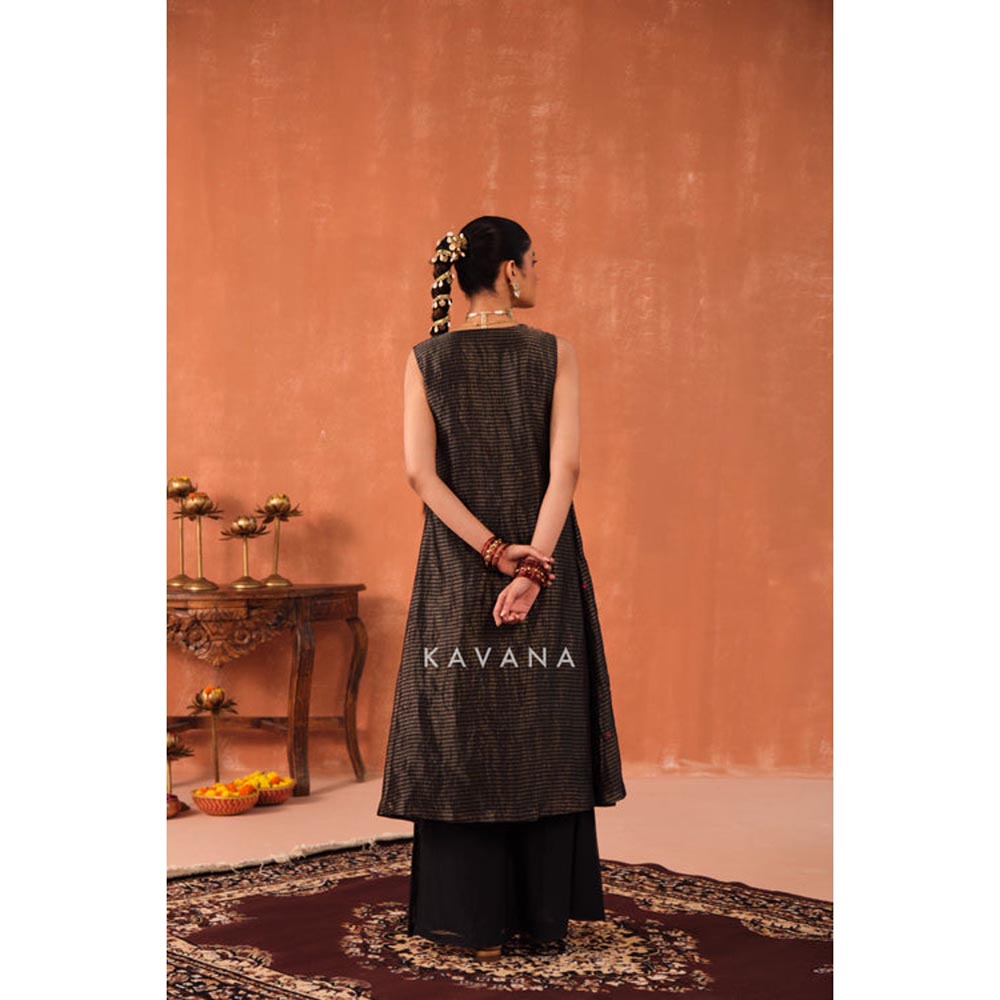 KAVANA Women Black Paavni Chanderi Kurta with Palazzo