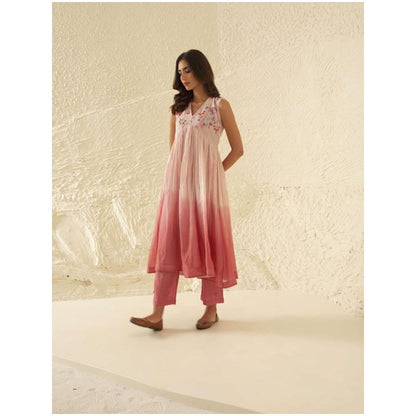 KAVANA Women Ombre Print Gulkand Kurta with Pant