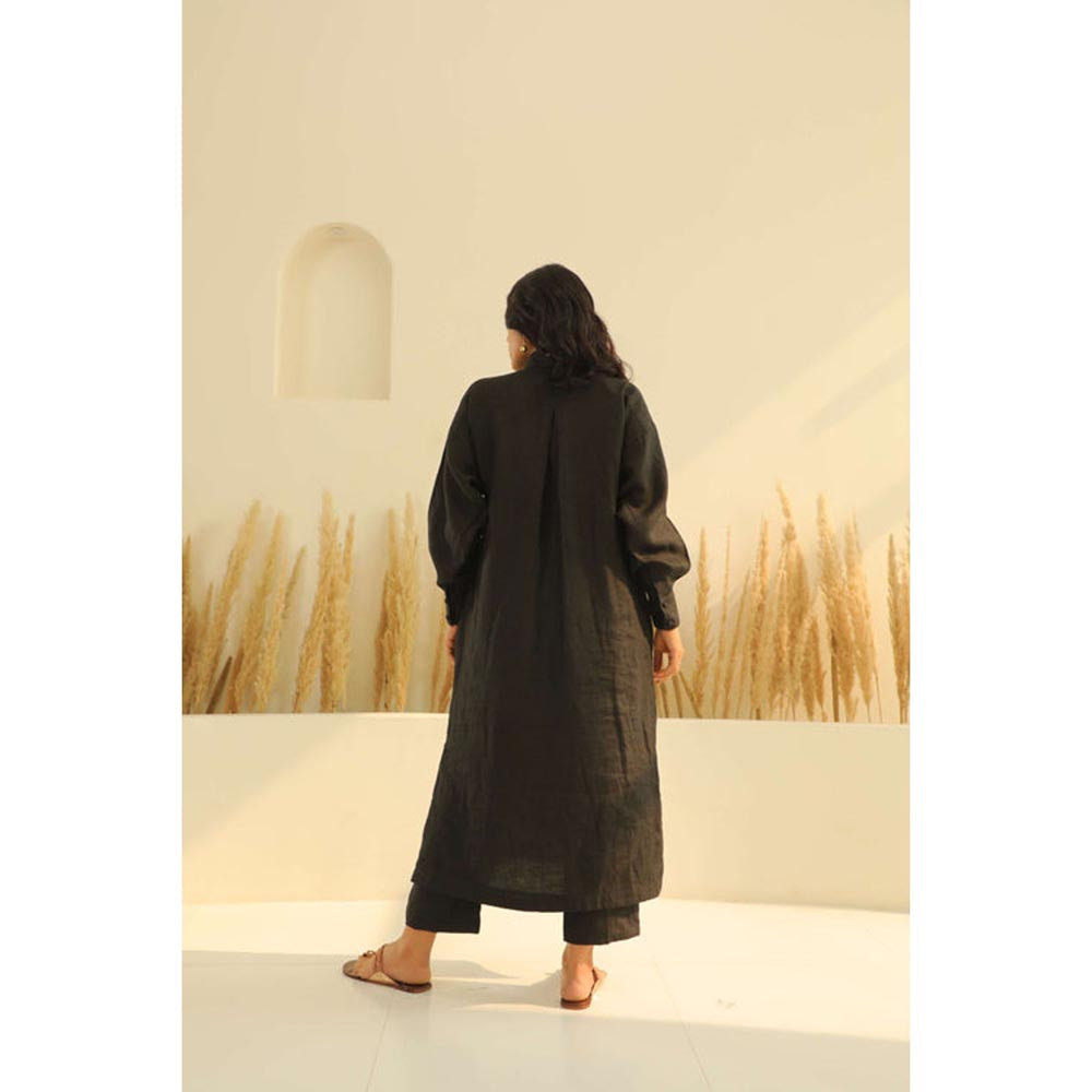 KAVANA Women Embroidered Black Shiuli Kurta and Pant