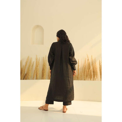 KAVANA Women Embroidered Black Shiuli Kurta and Pant