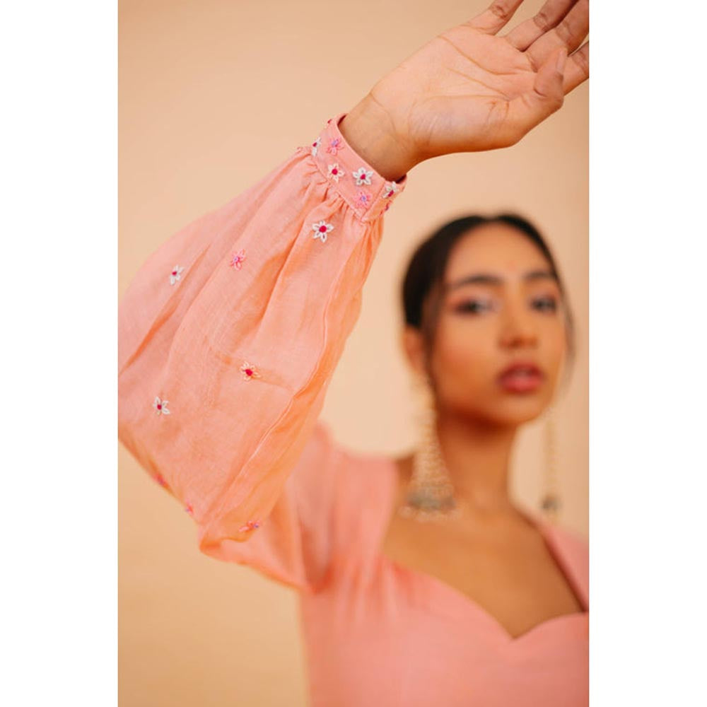 KAVANA Varahi Peach Stitched Blouse