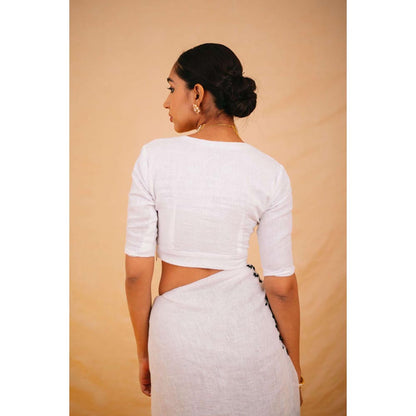 KAVANA Women White V-Neck Bhavni Stitched Blouse