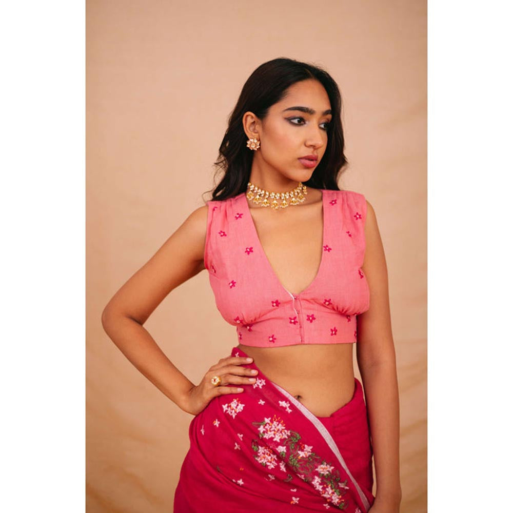 KAVANA Vasant Pink Stitched Blouse