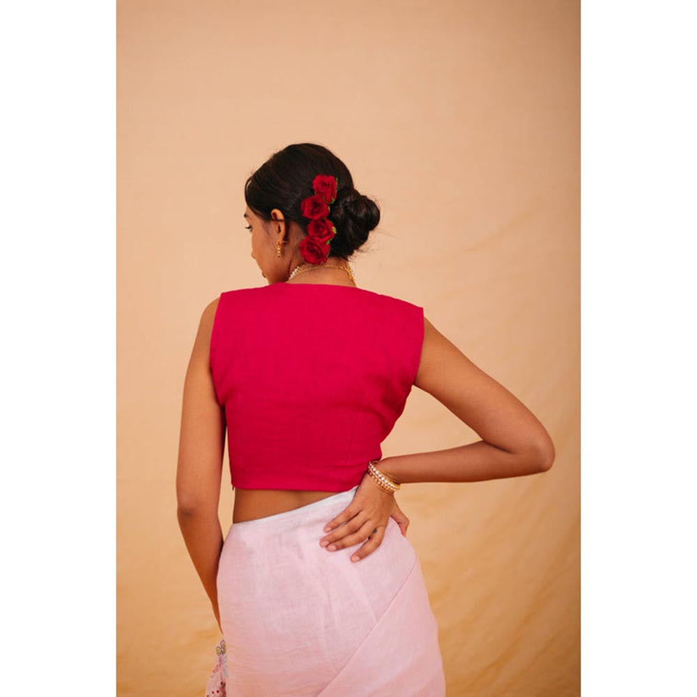 KAVANA Women Pink V-Neck Jhilmil Stitched Blouse