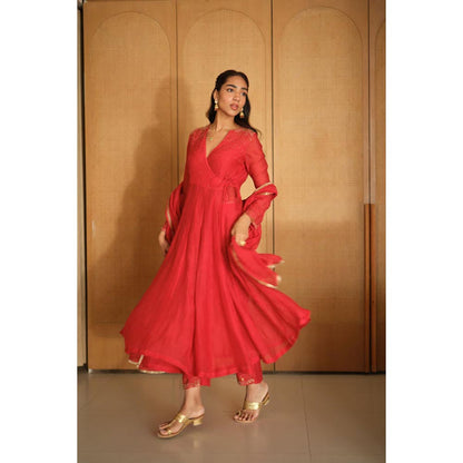 KAVANA Women Full Sleeves Maya Chanderi Kurta with Pant