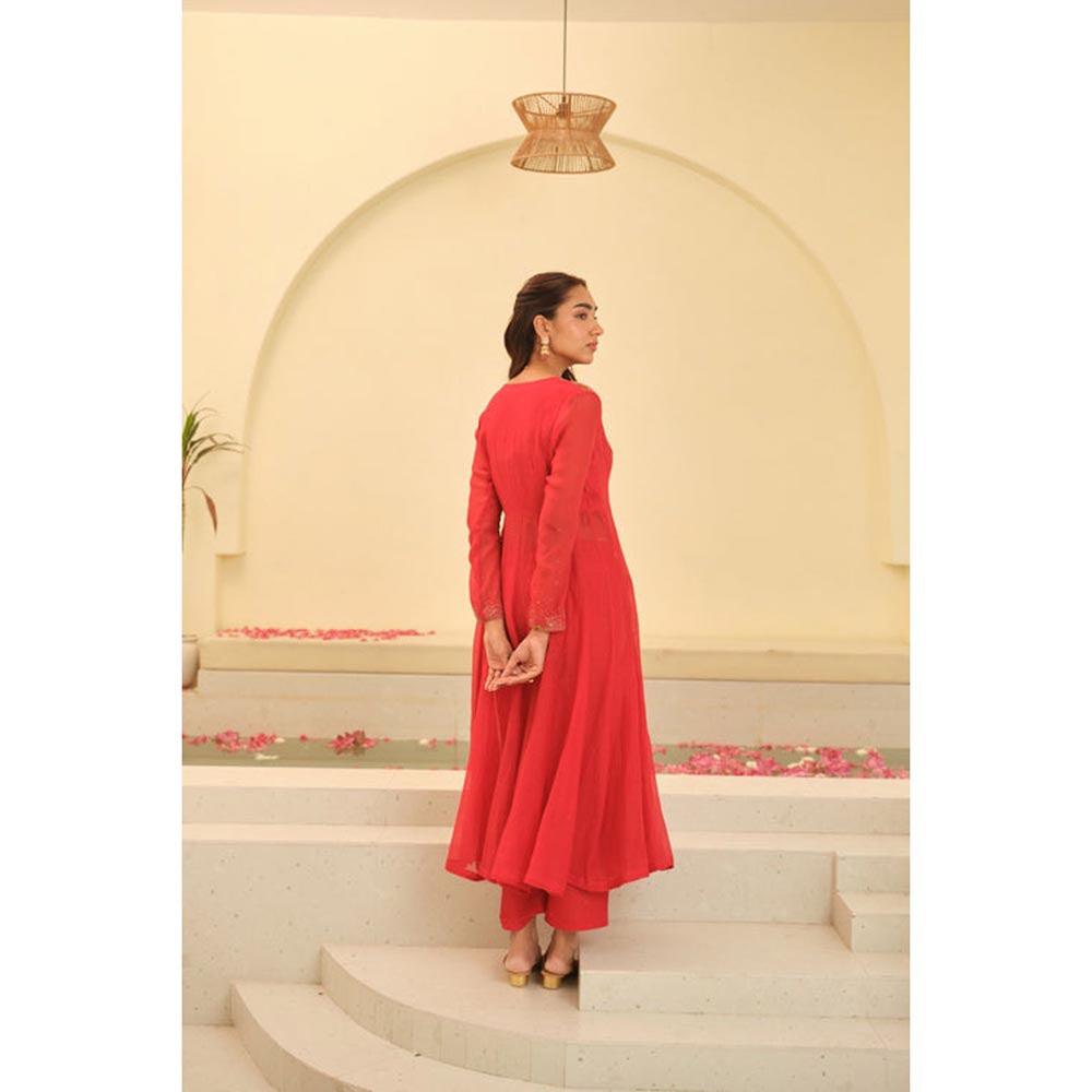 KAVANA Women Full Sleeves Maya Chanderi Kurta with Pant