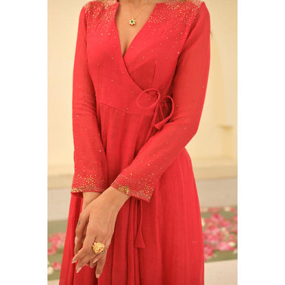 KAVANA Women Full Sleeves Maya Chanderi Kurta with Pant