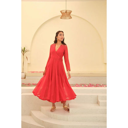 KAVANA Women Full Sleeves Maya Chanderi Kurta with Pant