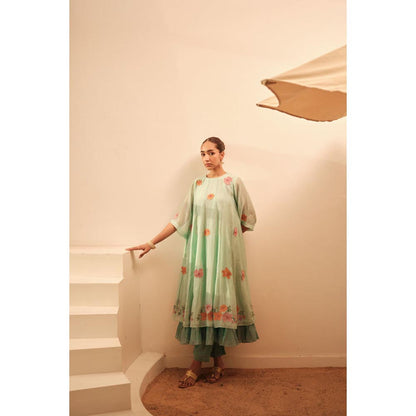 KAVANA Women Floral Neel Baag Chanderi Kurta with Pant