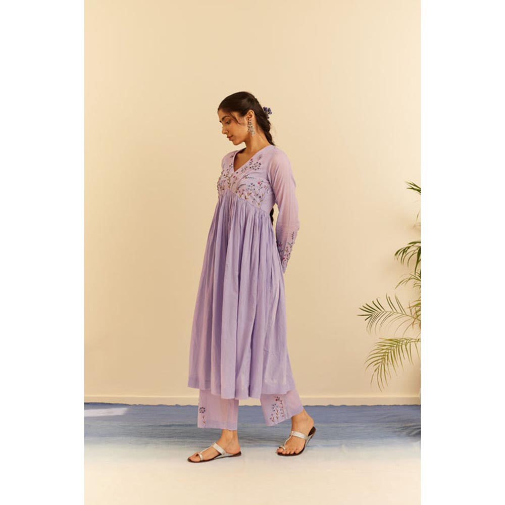 KAVANA Women Embroidered Purple Shadab Kurta and Pant