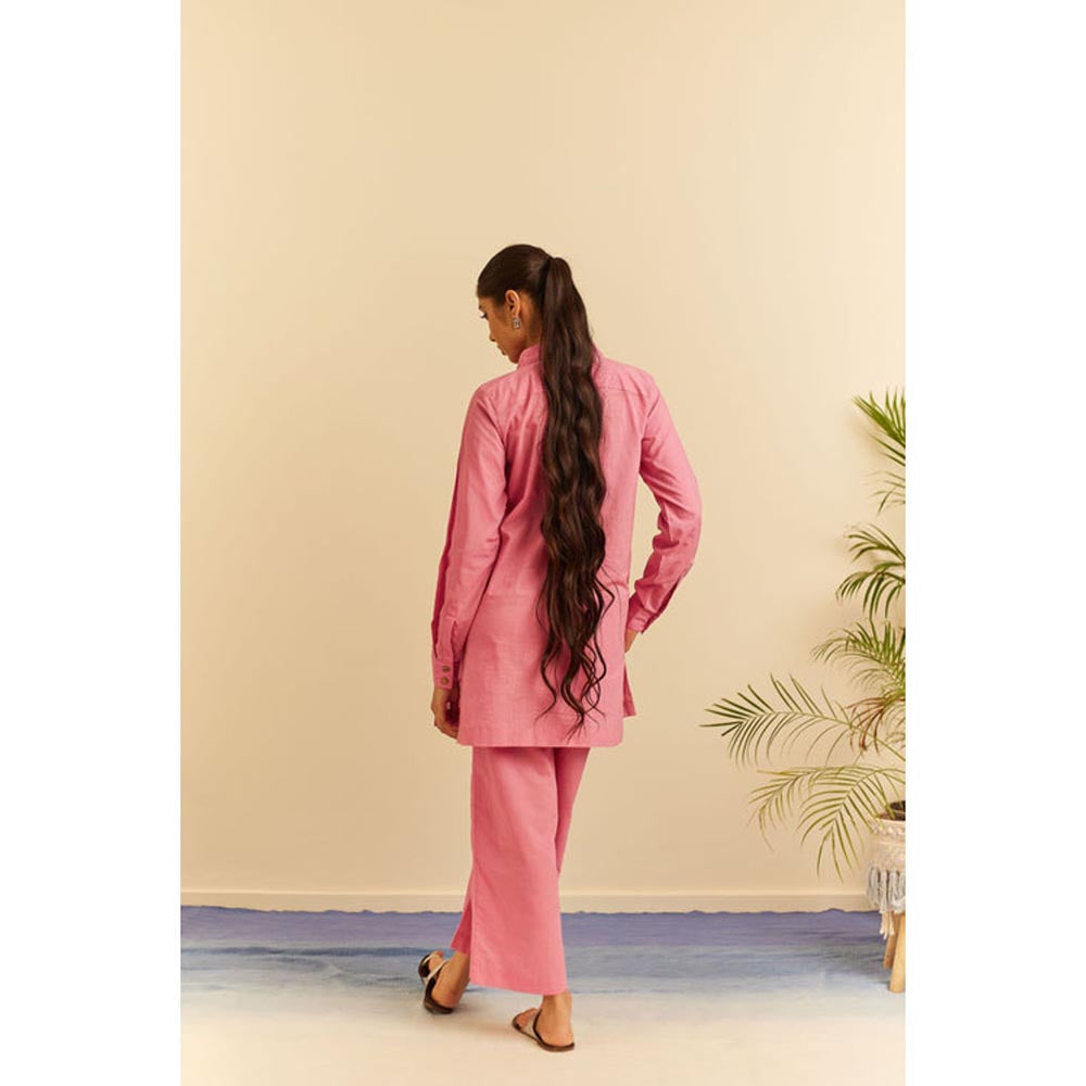 KAVANA Women Embroidered Pink Sakura Kurta and Palazzo