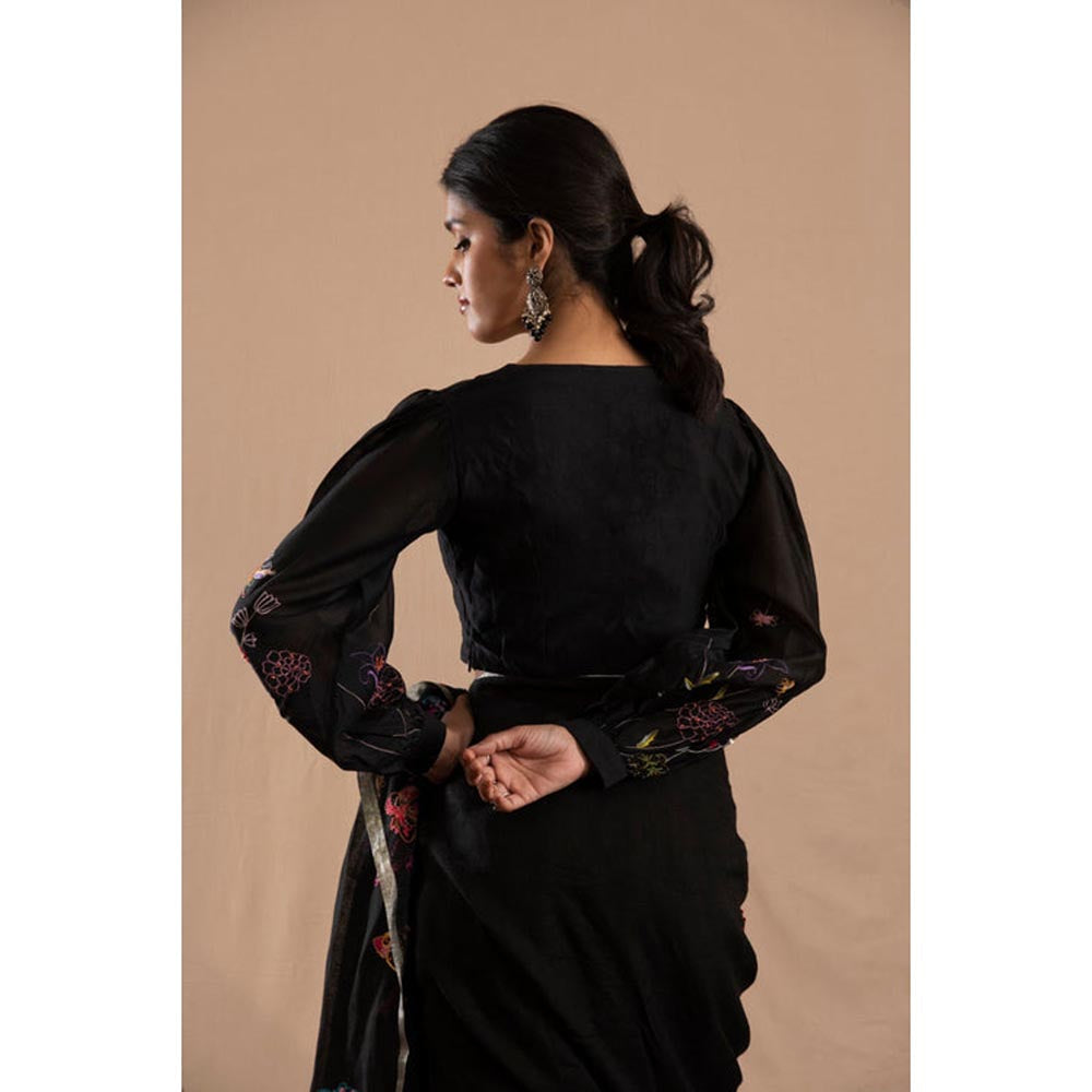 KAVANA Titli Black Chanderi Stitched Blouse