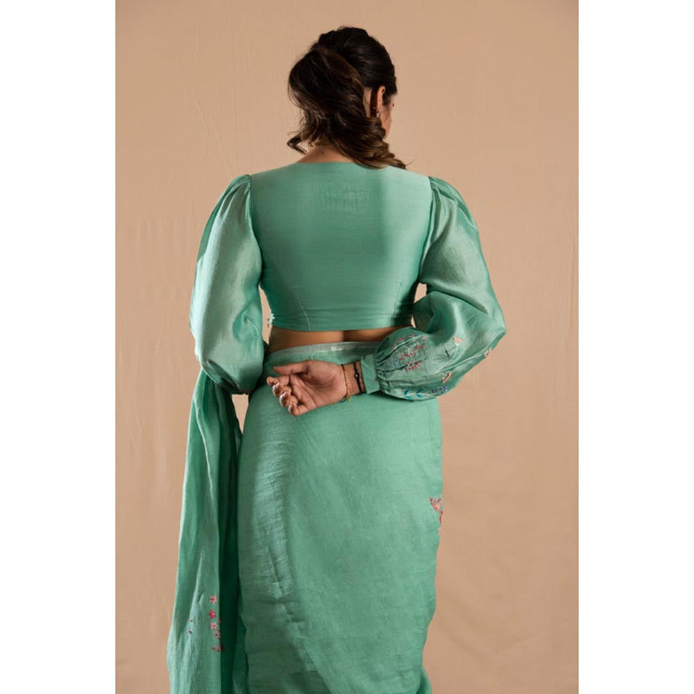 KAVANA Women Green Suhana Safar Chanderi Stitched Blouse