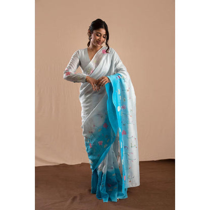 KAVANA Women Embroidered Grey Khushnuma Chanderi Stitched Blouse