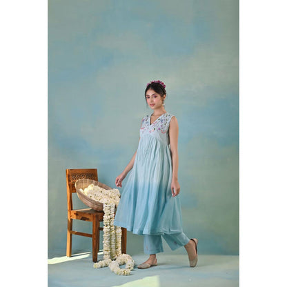 KAVANA Women Embroidered Kumud Anarkali Kurta with Pant