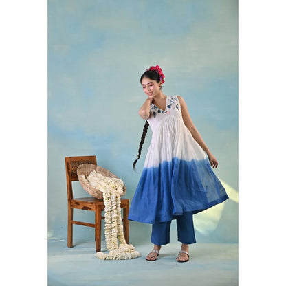 KAVANA Women Embroidered Blue Amber Kurta with Pant