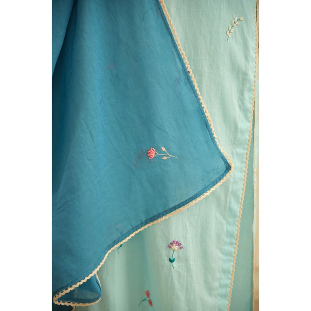 KAVANA Women Floral Full Sleeves Lemon-Yellow Hand Cotton Kurta with Pant