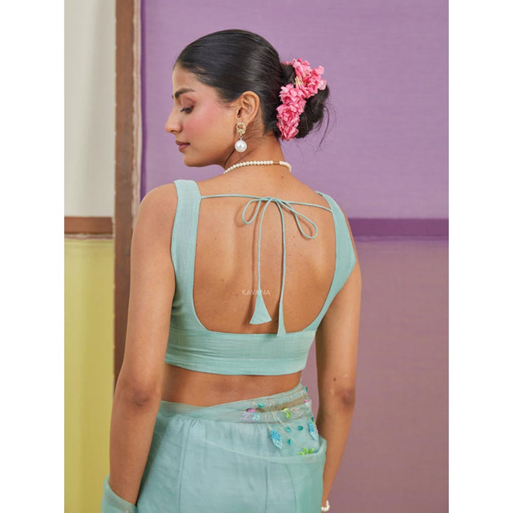 KAVANA Women Green V-Neck Pakhija Stitched Blouse