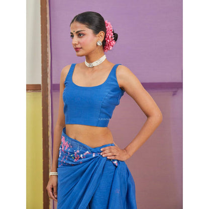 KAVANA Women Blue Round-Neck Neelam Stitched Blouse