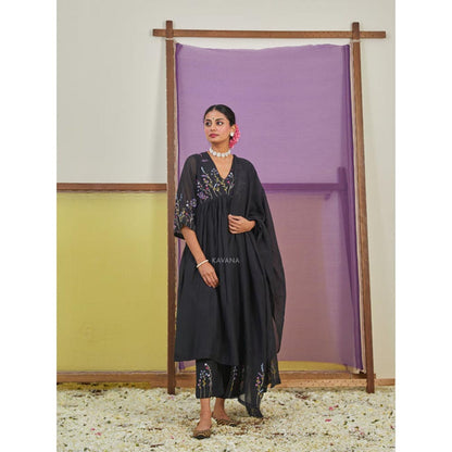 KAVANA Women Embroidered Full Sleeves Mehr Kurta with Pant