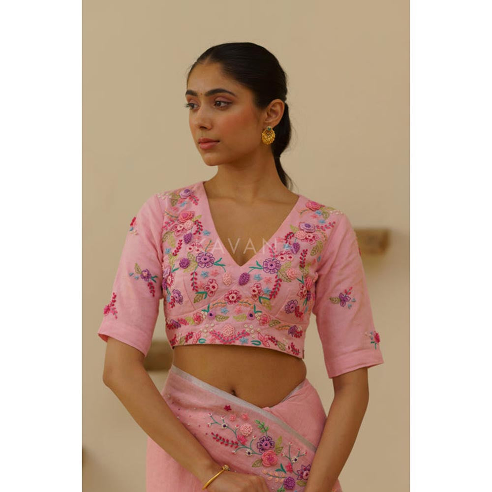 KAVANA Vanya Pink Linen Stitched Blouse