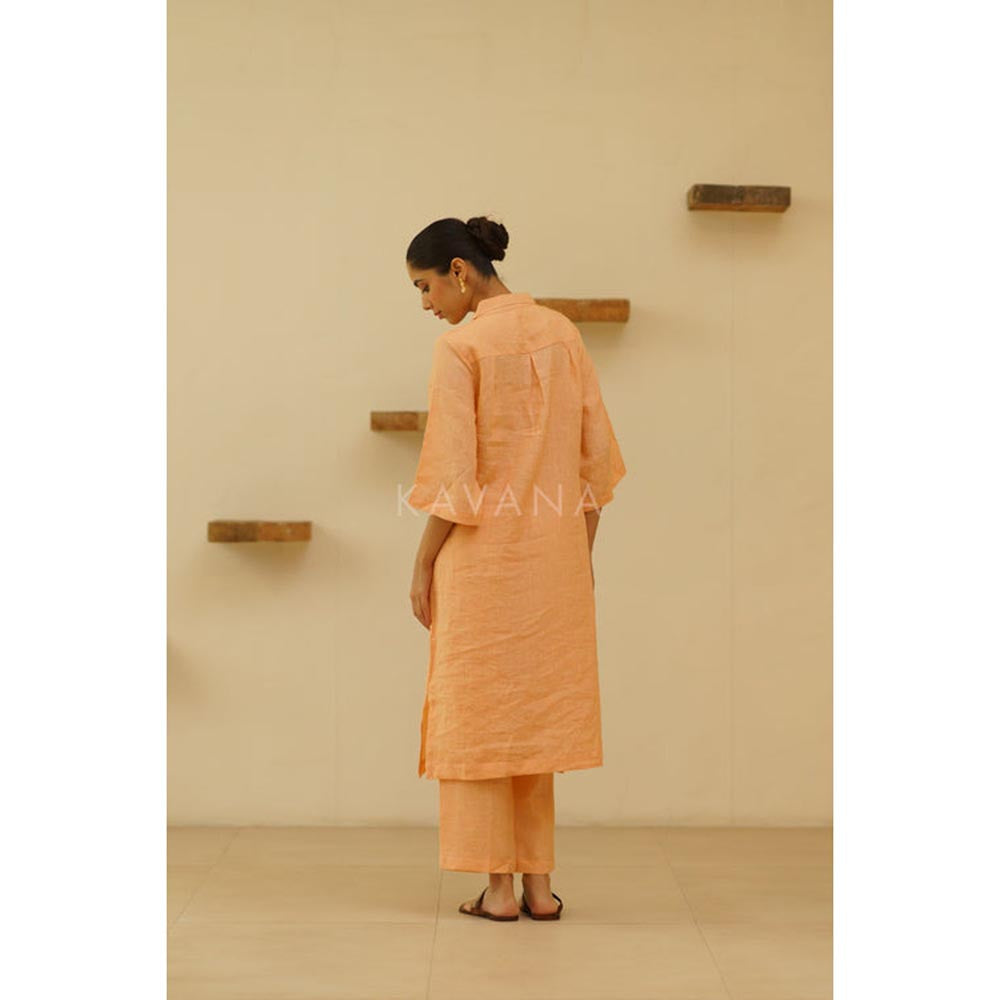 KAVANA Women Embroidered Peach Antara Kurta and Pant